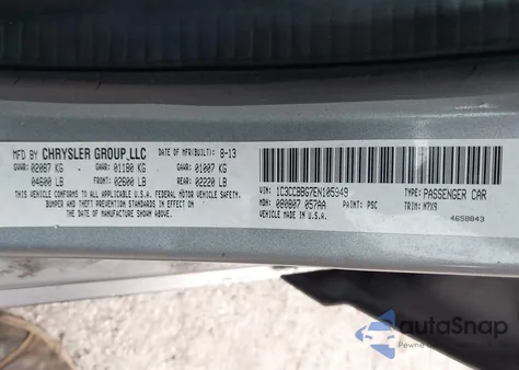 2014 Chrysler 200 Touring z USA, uszkodzony, nr VIN 1C3CCBBG7EN105949